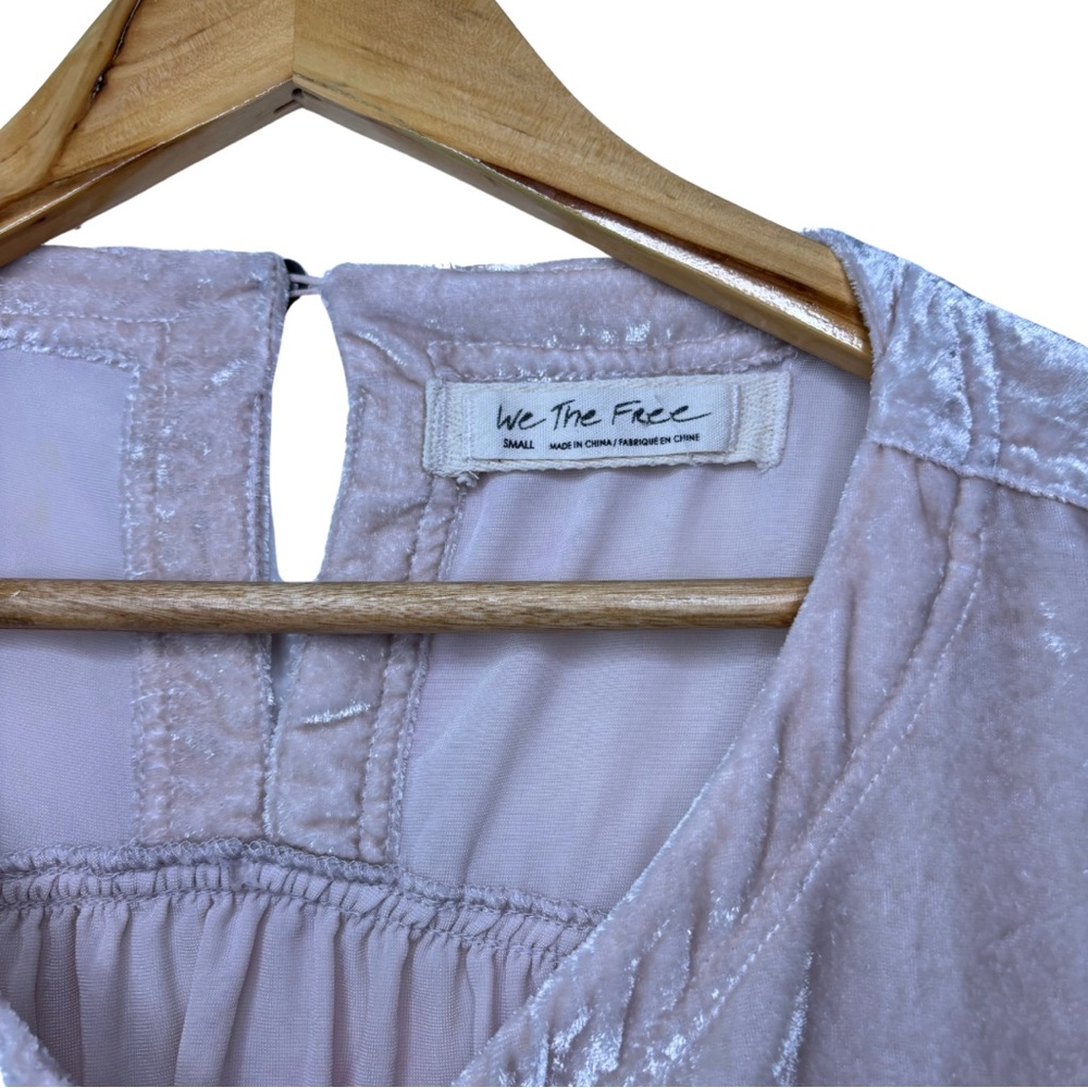 Free People 'We The Free' Moon City Velvet Pink Babydoll Dress/Top - Picture 2 of 3